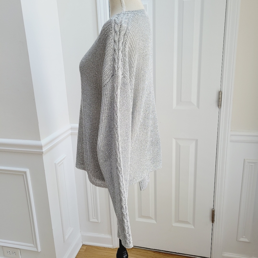 RTA Rhys Metallic Silver Open Knit Pullover Sweater - Picture 4 of 14